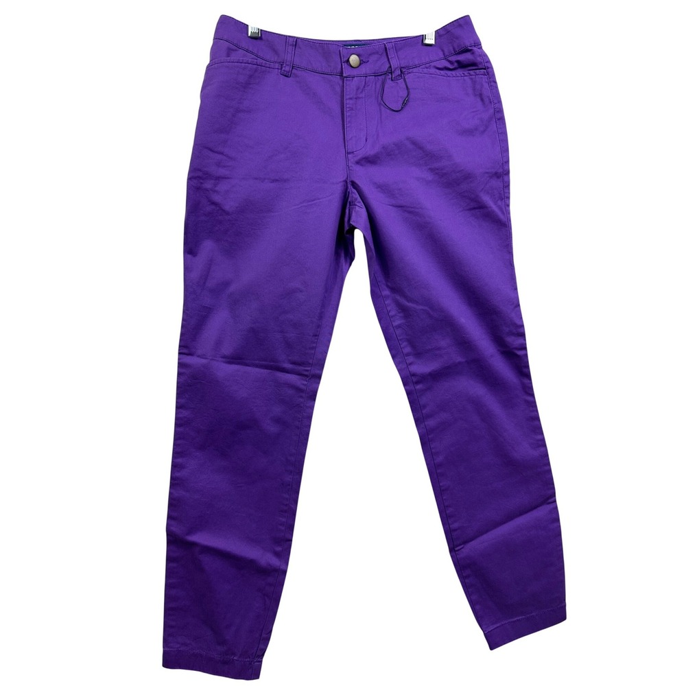 FANPANTS‎ Purple Cotton Spandex Casual Pants Women Size 4 Cropped